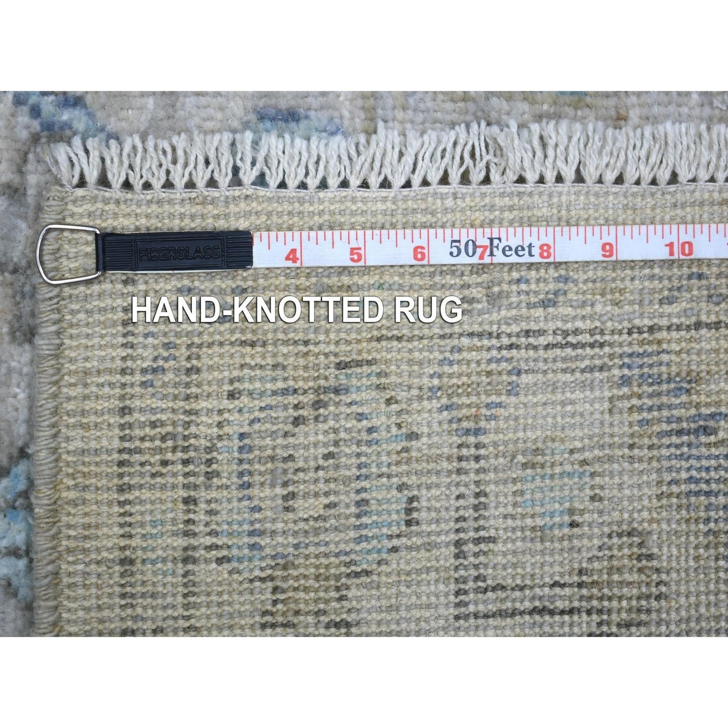 2'9"X15'1" Gray Natural Wool Afghan Angora Oushak Hand Knotted Runner Rug