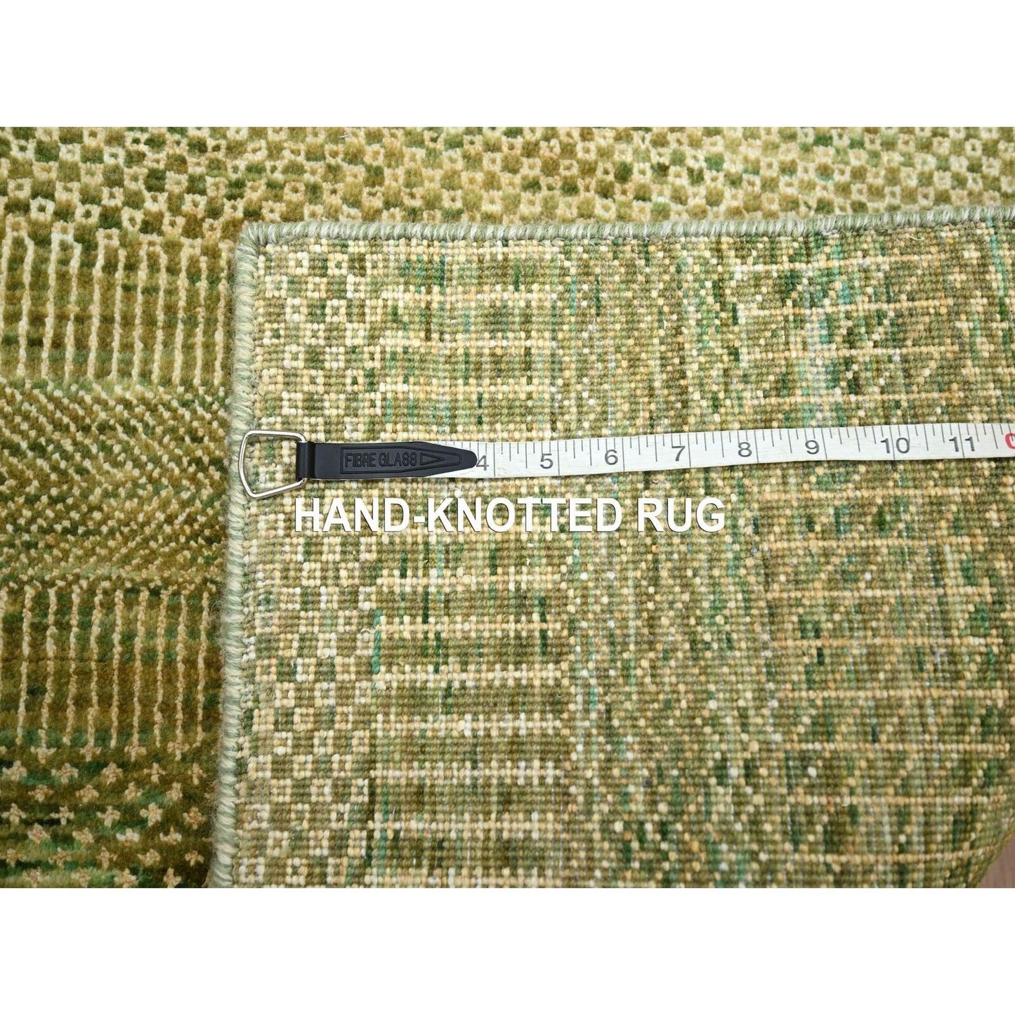 4'X8' Brown Grass Design Hand Knotted Wool And Silk Runner Oriental Rug