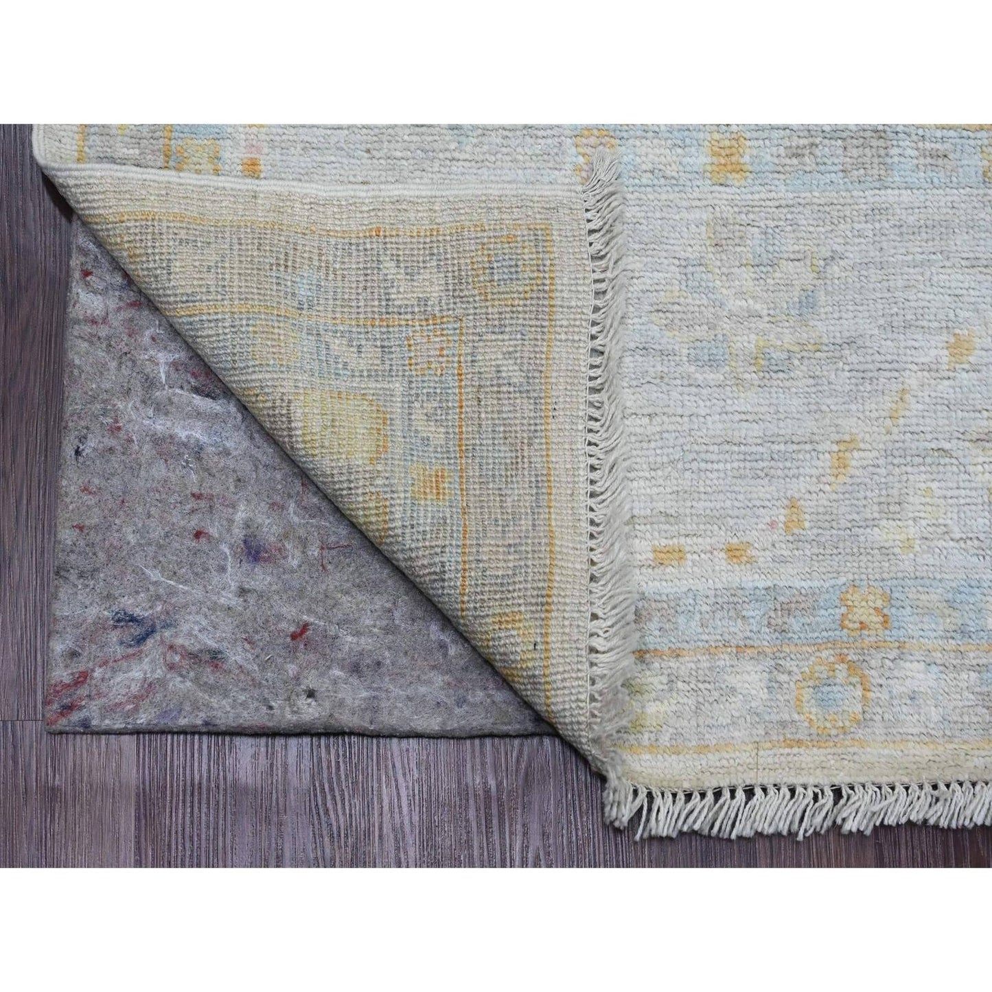 8'X8' Pearl White Hand Knotted Afghan Angora Oushak Pure Wool Square Rug
