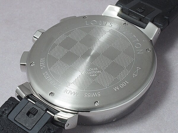 Louis Vuitton Tambour Chronograph Damier Graphite Qa094 Watch Men