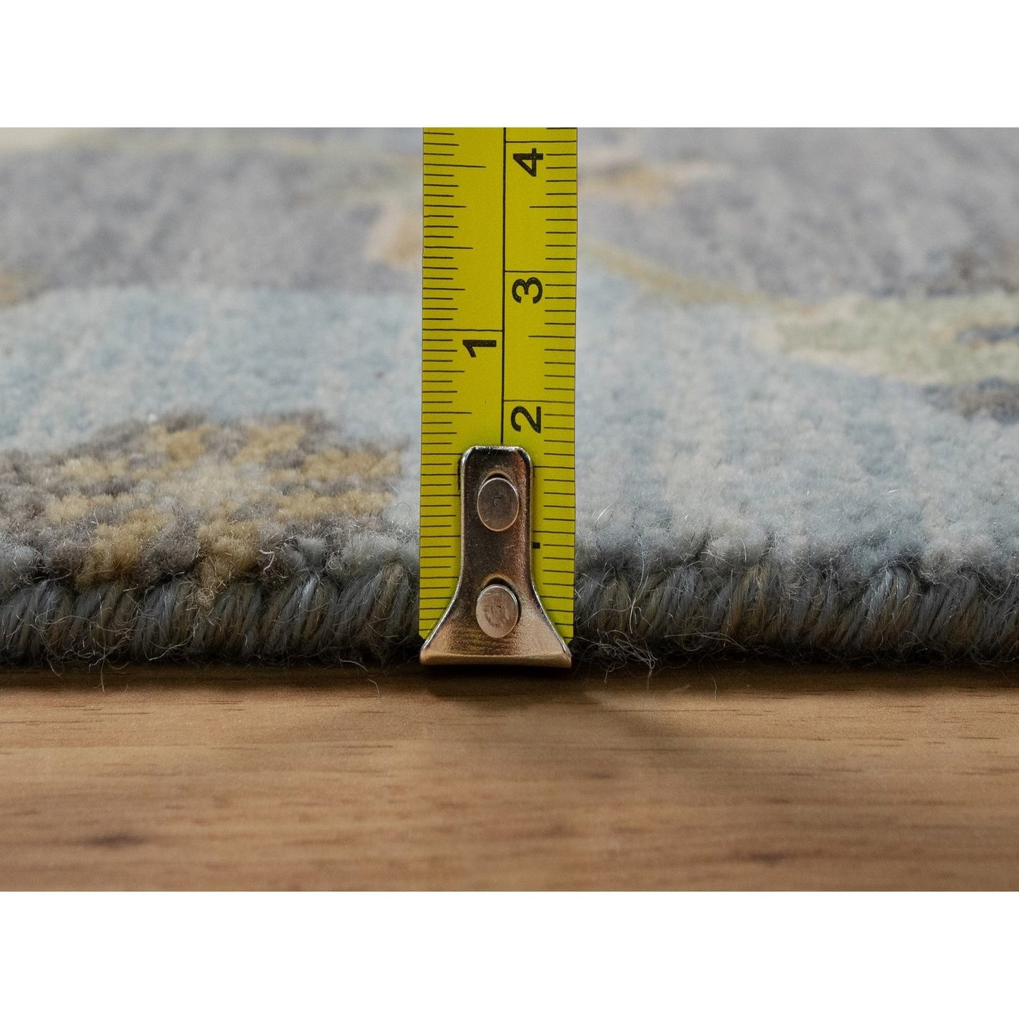 8'7"X12' Silt Green Pure Wool Rug Oushak With Leaf Pattern Hand Knotted