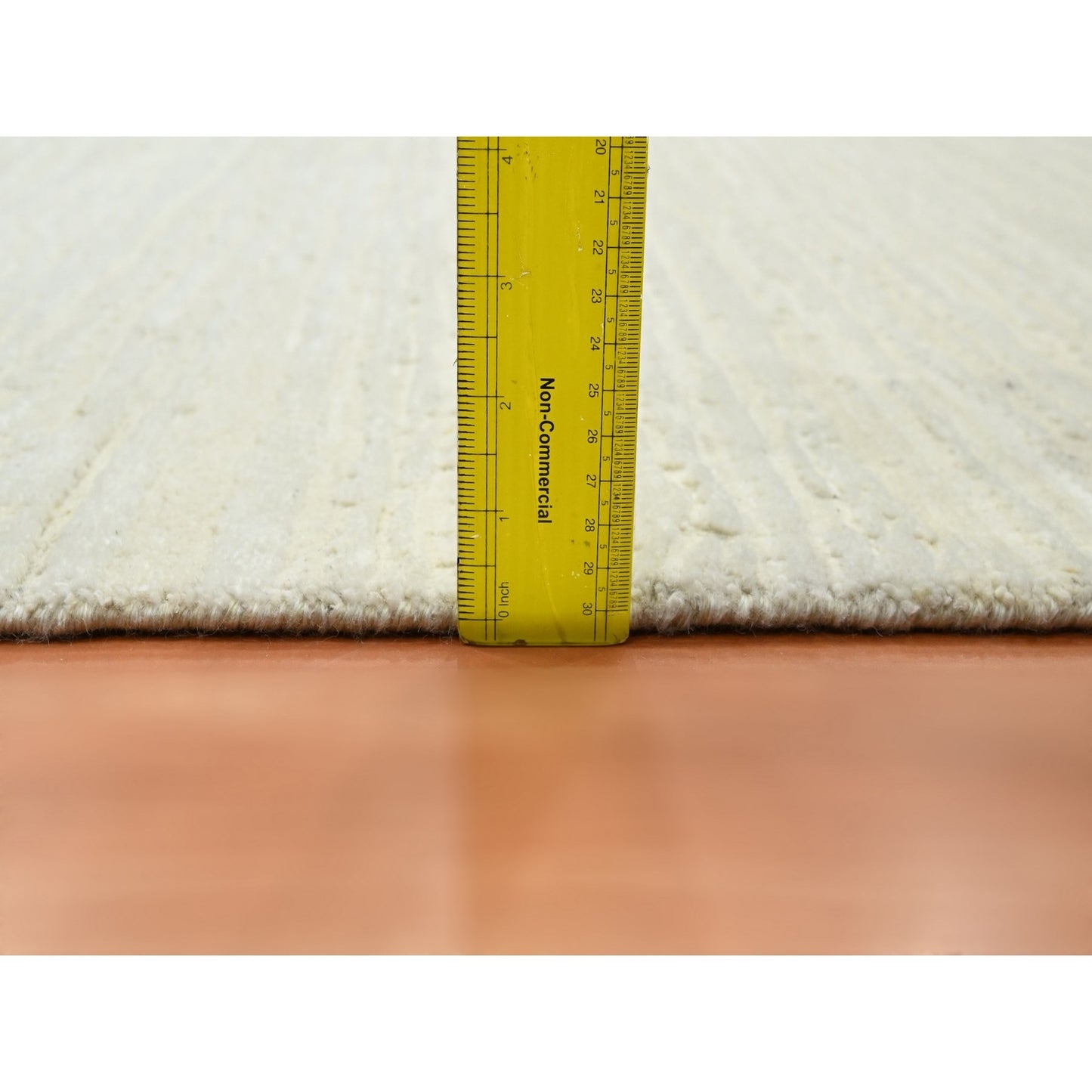 9'X11'10" Chiffon White Plain Solid Design Textured Wool Hand Knotted Rug