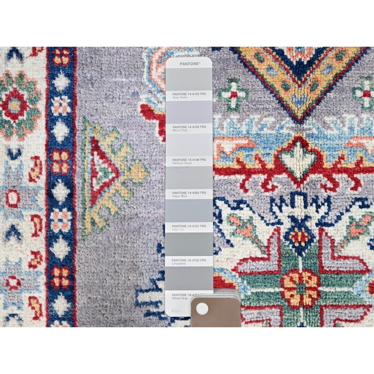 2'9"X7'10" Gray Kazak Tribal Medallions Hand Knotted Oriental Runner Rug