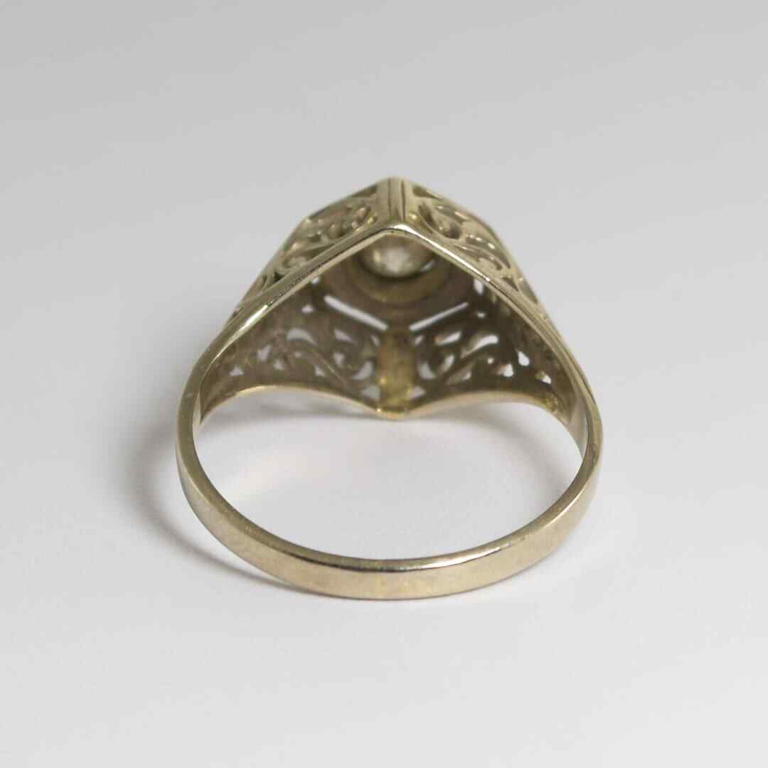 14K White Gold Antique Diamond Ring 0.20Ct