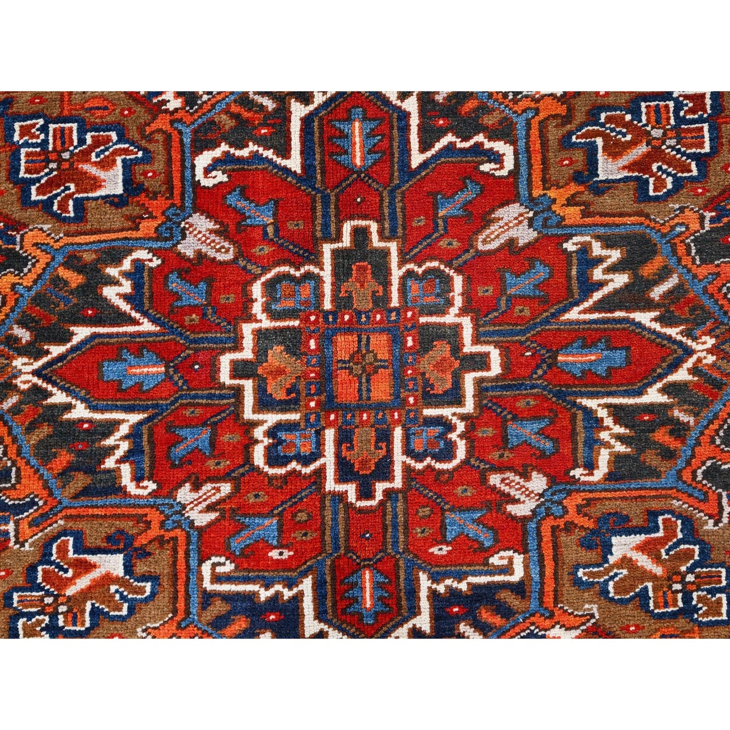 7'5"X8'10" Red Worn Wool Hand Knotted Vintage Zoroastrian Heris Rug