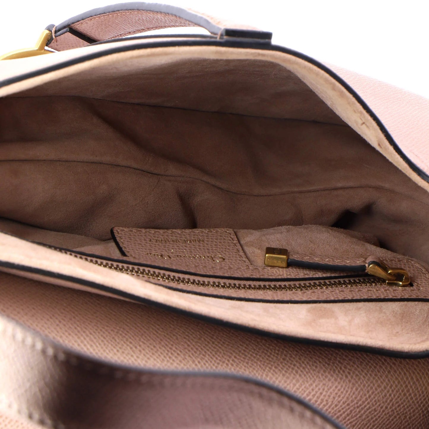 Christian Dior Saddle Handbag With Strap Leather Medium