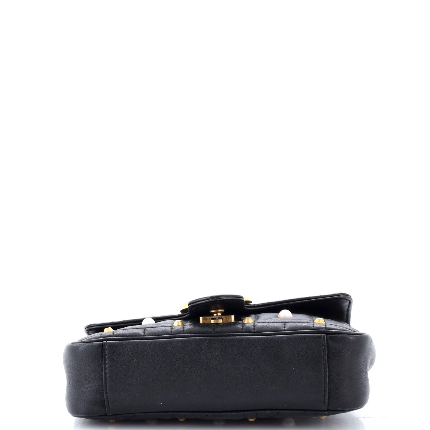 Gucci Pearly Gg Marmont Flap Bag Embellished Matelasse Leather Mini