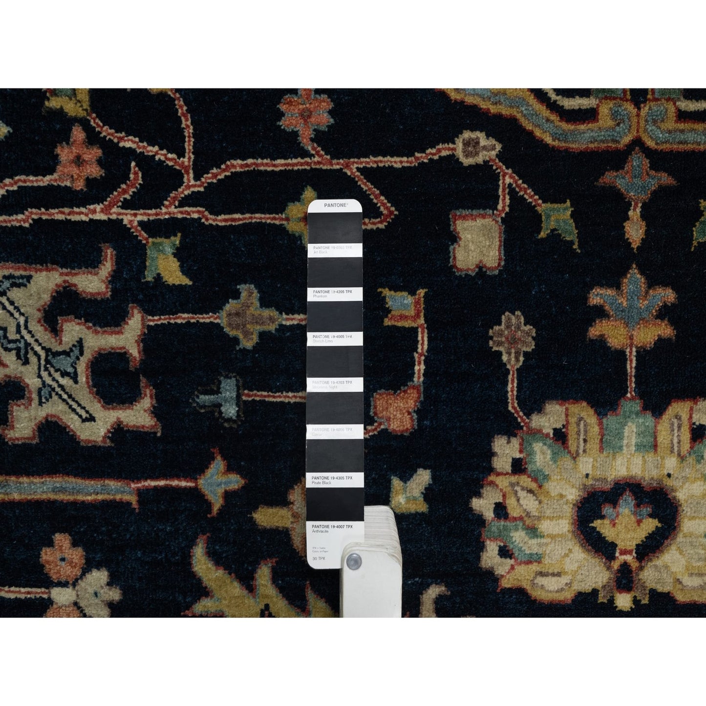 10'1"X10'1" Navy Antiqued Heris Re-Creation Hand Knotted Wool Round Rug