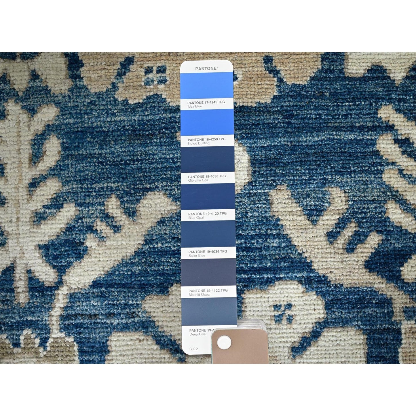 9'X12' Yale Blue Afghan Oushak Supple Collection Soft Wool Hand Knotted Rug
