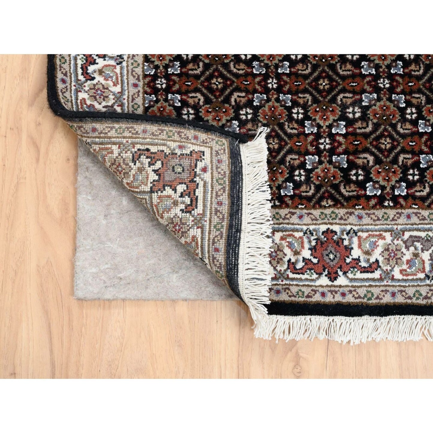 2'5"X20' Black Herati Wool And Silk 175 Kpsi Hand Knotted Xl Runner Rug