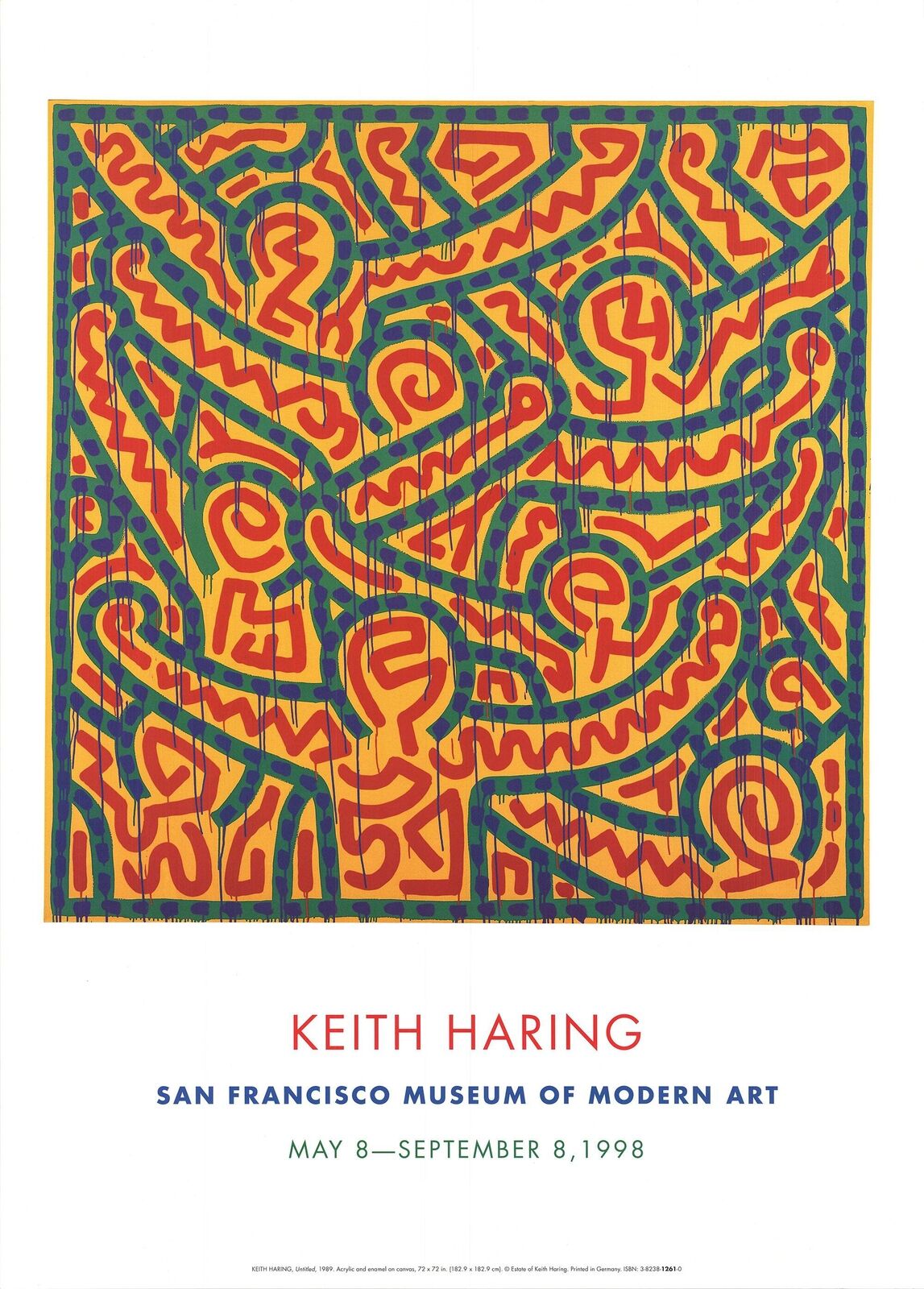 Keith Haring Untitled, " Offset Lithograph Pop Art Red, Ye