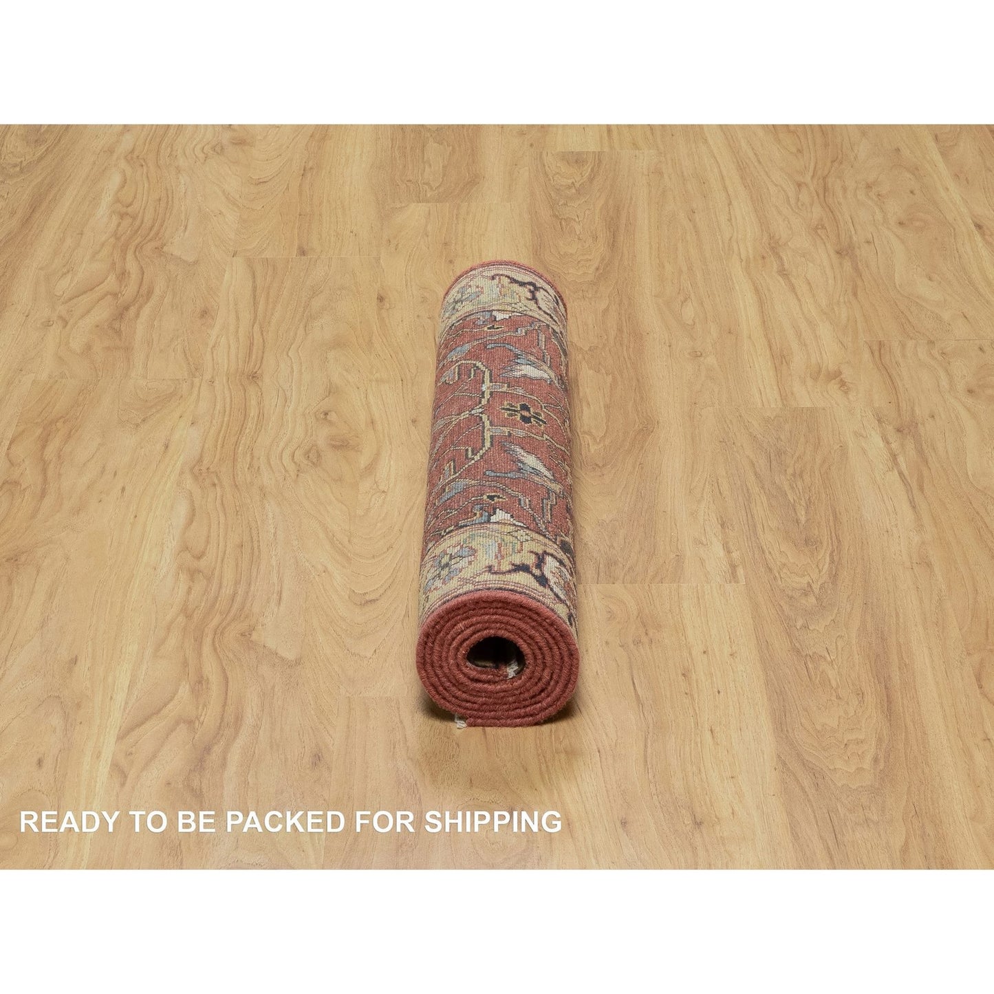 2'7"X6'1" Red Wool Hand Knotted Antiqued Fine Heris Recreation Runner Rug