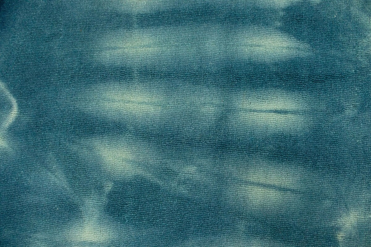 5X8 Ft Hand-Tufted Teal Wool Rug Modern Tie-Dye
