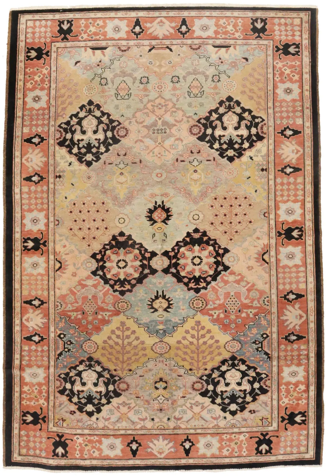 Distressed Ziegler Tribal Floral Rug Hand-Knotted