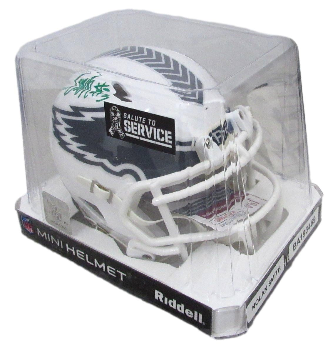 Nolan Smith Signed/Auto Salute To Service Mini Football Helmet Eagles Jsa 193469