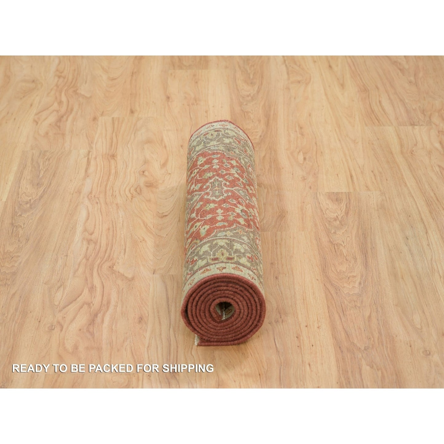 2'6"X8'3" Rust & Brown Antiqued Haji Design Hand Knotted Wool Runner Rug