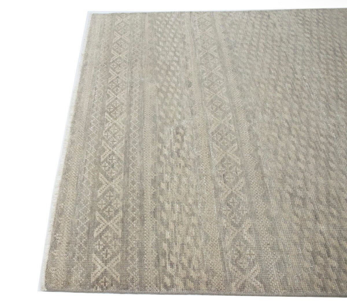 5X8 Ft Handmade Wool Area Rug Muted Beige Vintage