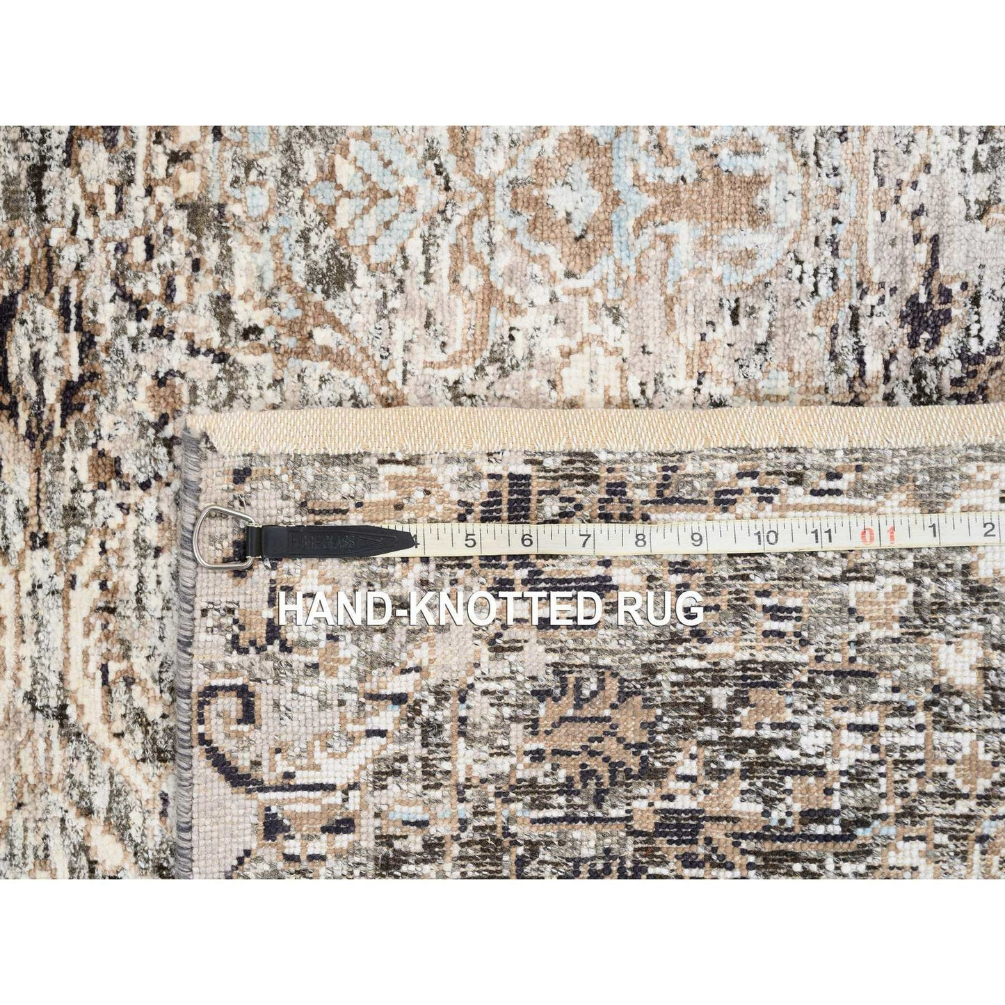 2'6"X16' Gray, Hand Knotted, Modern, Silk With Wool, Xl Runner, Rug