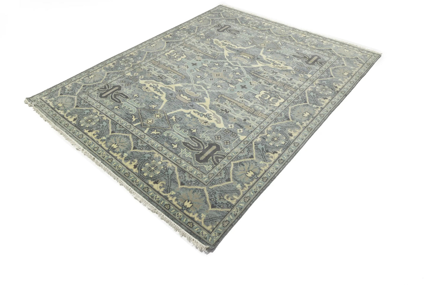 Large Oushak Wool Oriental Rug Muted Floral