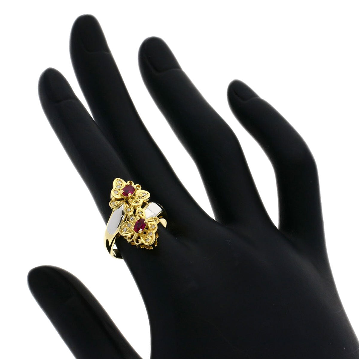 0.29ct Ruby Diamond Ring K18 Yellow Gold PT900