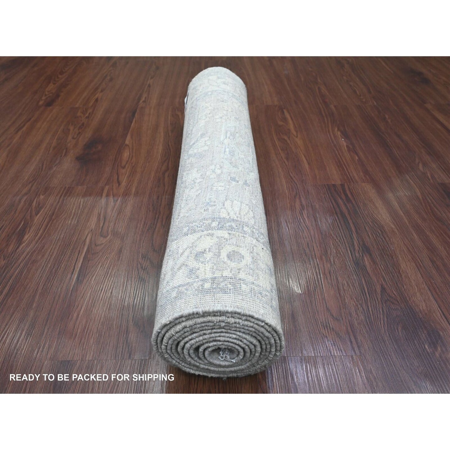 2'8"X10' Gray Heris All Over Design Pure Wool Hand Knotted Runner Rug