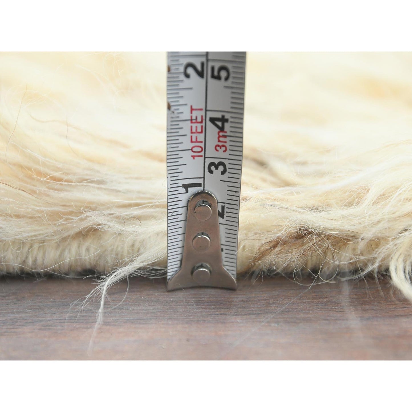 3'X5'4" Beige Undyed Natural Wool Hand Knotted Shaggy Moroccan Rug
