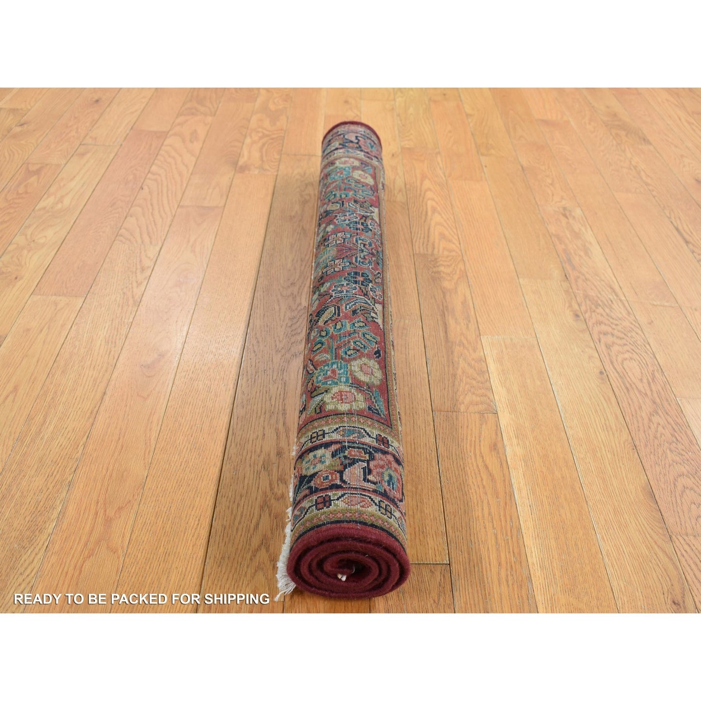 3'X3' Red Antique Zoroastrian Saroogh Pure Wool Hand Knotted Square Rug