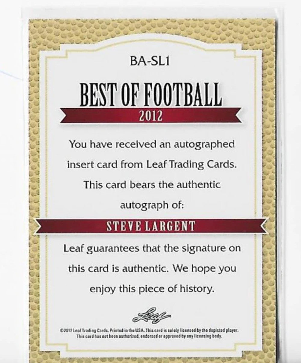 Steve Largent 2012 Leaf #Ba-Sl1 Autograph Card