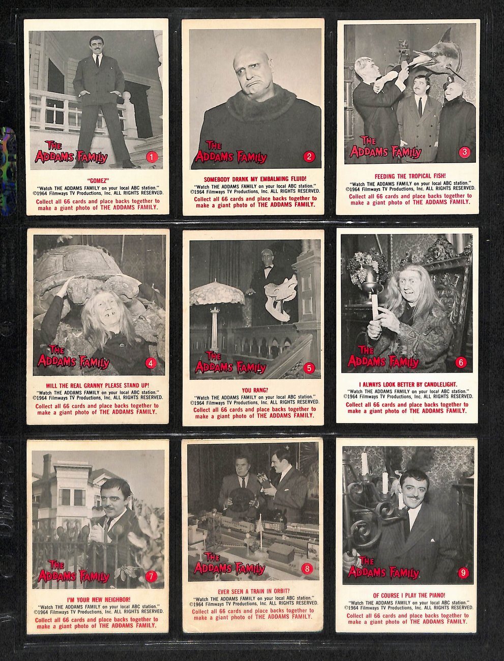 1964 The Adams Family Card Complete Set (1-66) Tv