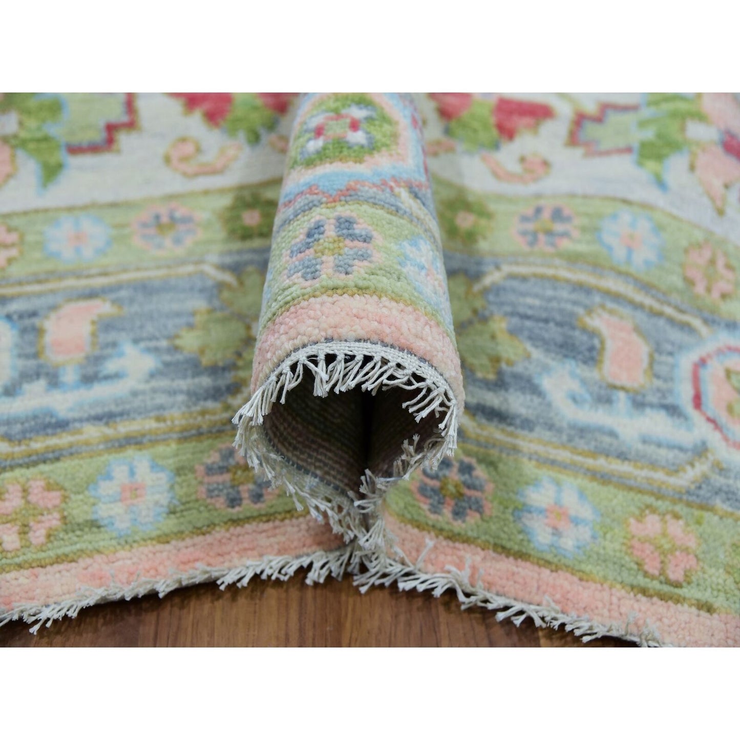 9'1"X12' Champagne Pink Heris Design Hand Knotted 100% Wool Oriental Rug