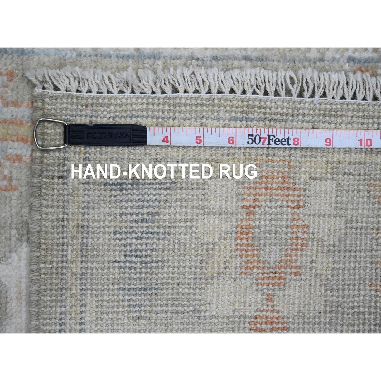 2'8"X11'8" Gray Angora Oushak Leaf Design Hand Knotted Wool Runner Rug