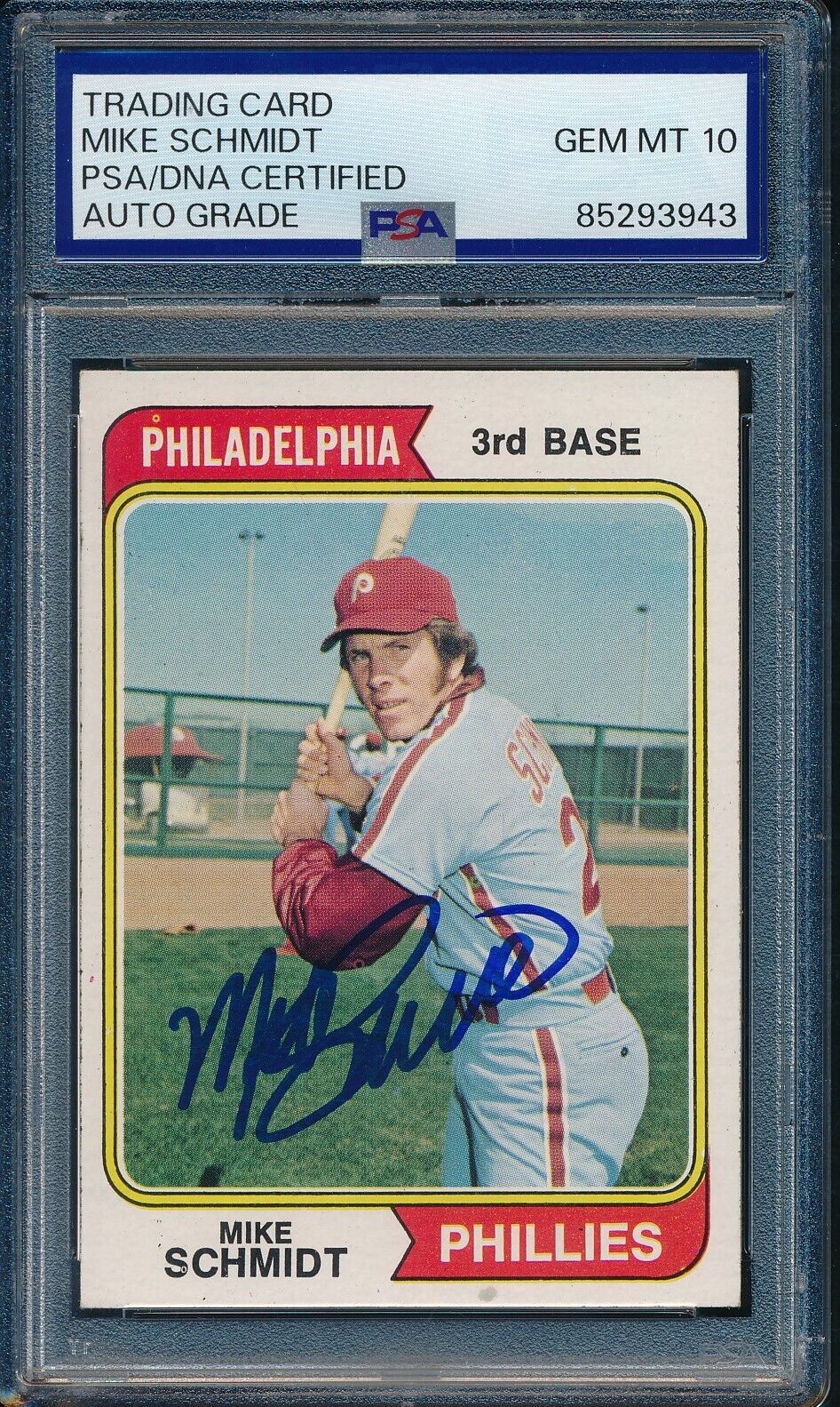 1974 Topps Mike Schmidt Phillies Card #283 Signed
