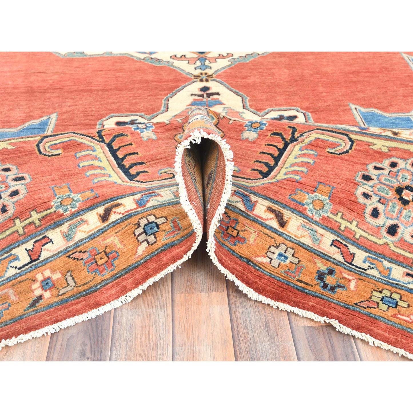 12'X14'7" Imperial Red Afghan Peshawar Heris Wool Hand Knotted Rug