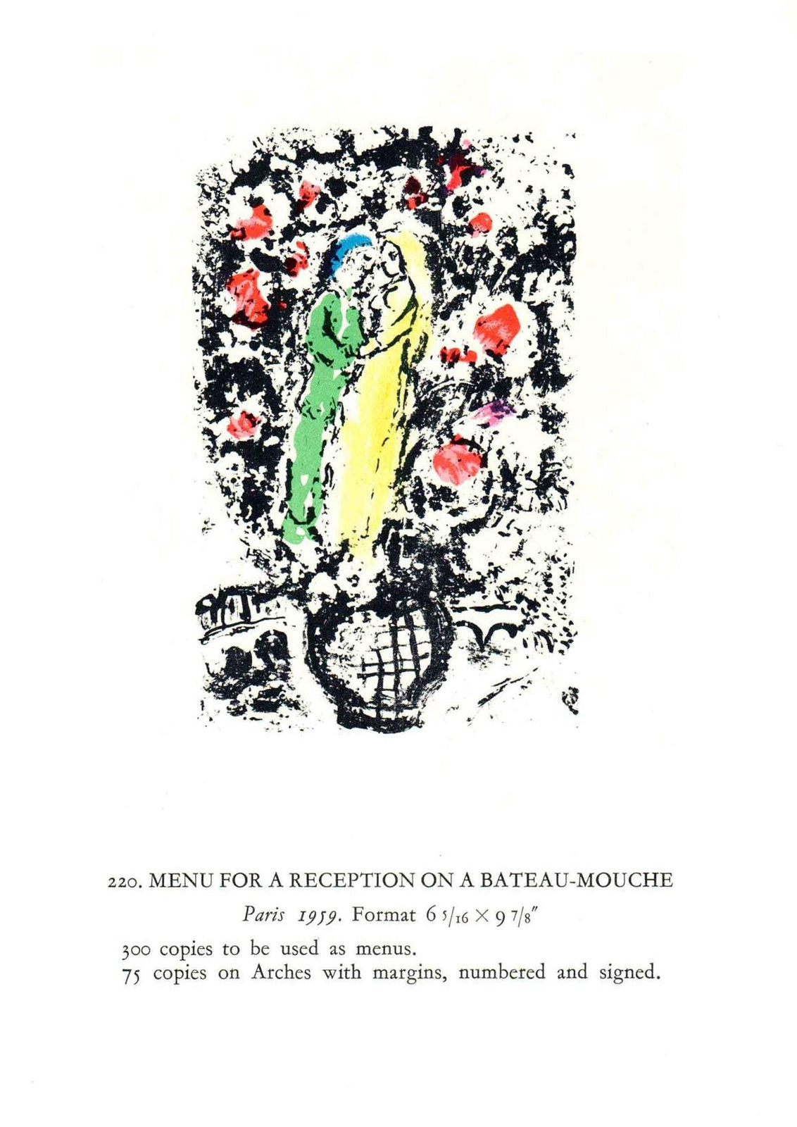 Marc Chagall Menu Pour Reception Sur Le Bateau-Mouche " Poster
