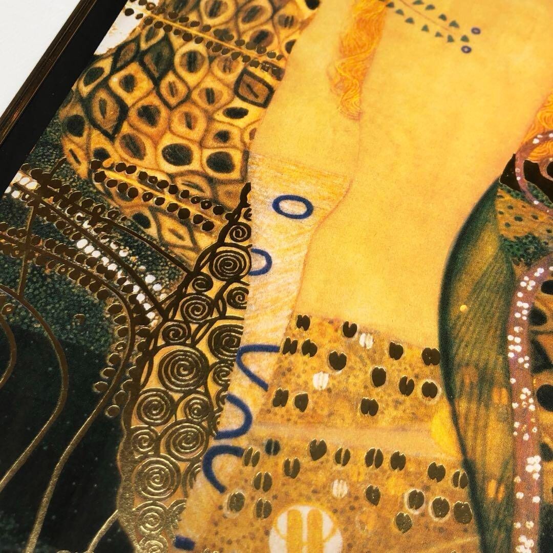 Gustav Klimt - Water Serpents Serigraph Silkscreen Art Print Signed Framed Gold