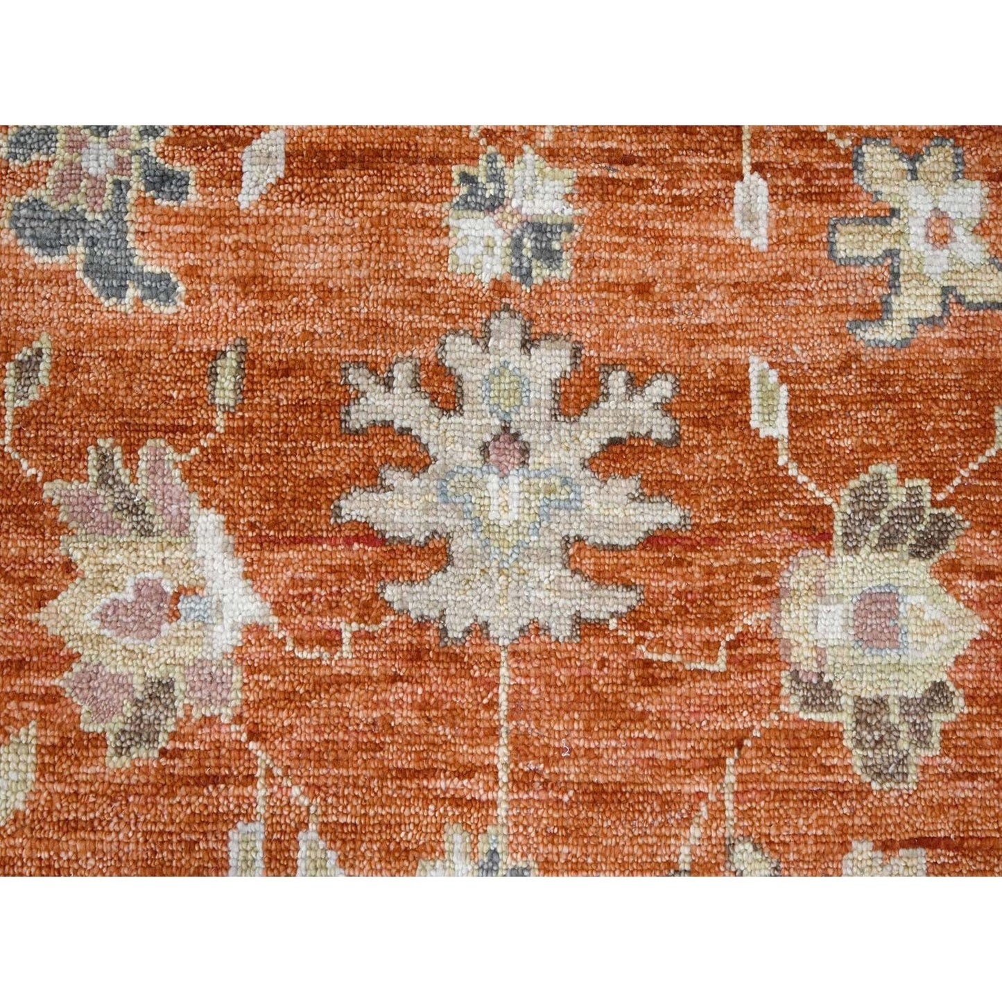 12'X17'8" Orange Wool Hand Knotted Oushak Design Oversize Oriental Rug