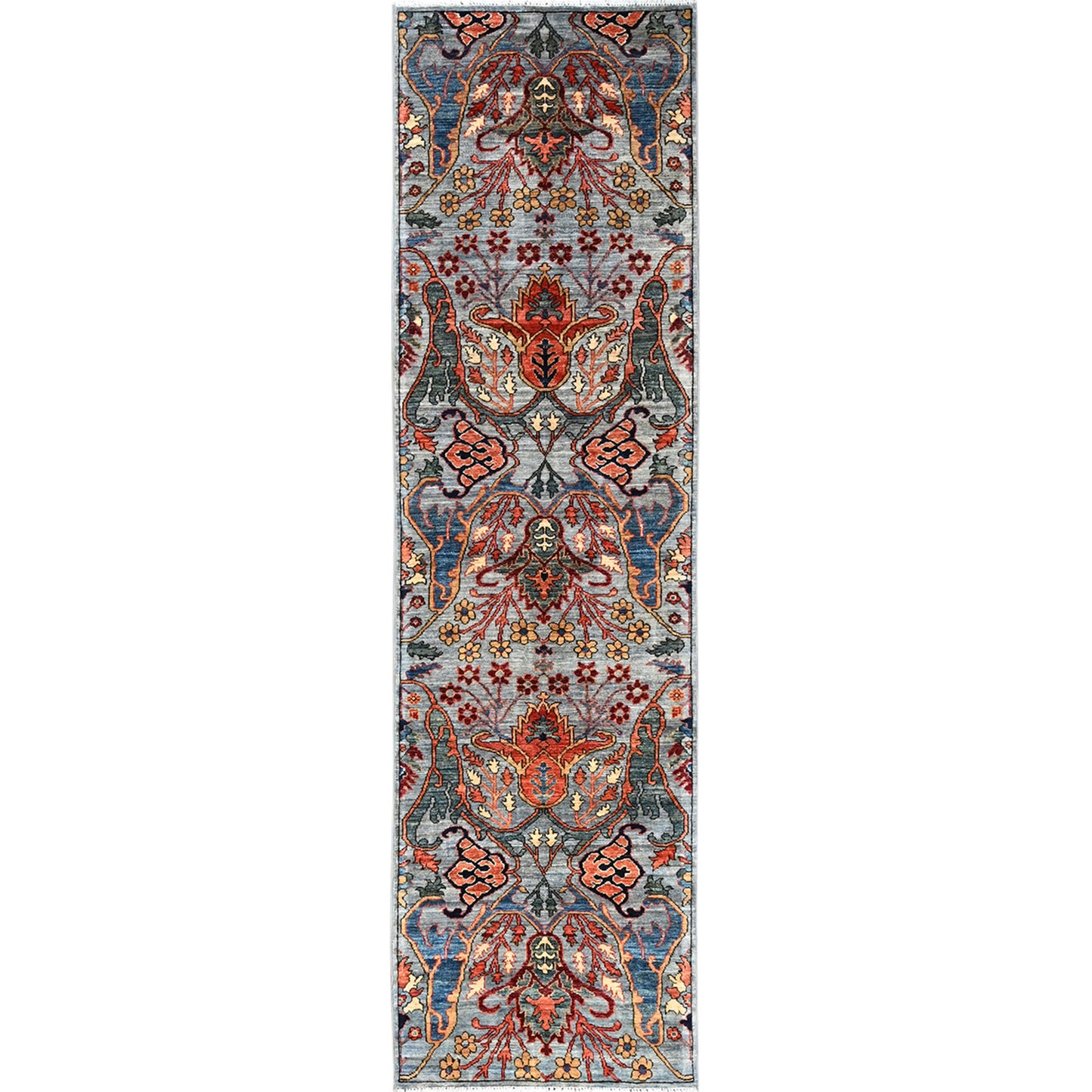 2'9"X10' Mist Gray Bijar Garus Design Soft Wool Hand Knotted Runner Rug