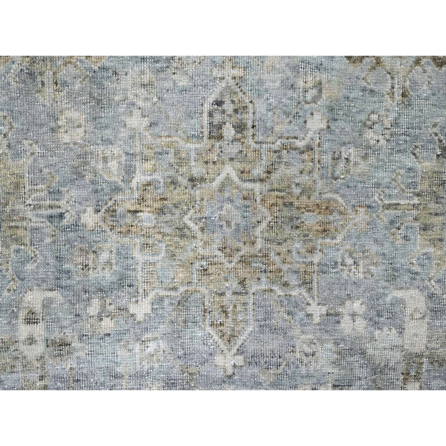 9'X12'1" Gray Antiqued Ziegler Mahal Design All Wool Hand Knotted Rug