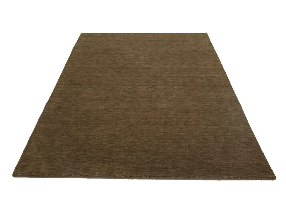 Brown Solid Hand-Loomed 6X9 Gabbeh Wool Rug