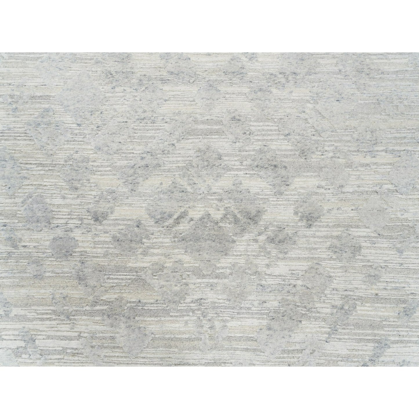 9'X12' Undyed Natural Wool Modern Light Gray Cut And Loop Pile Rug