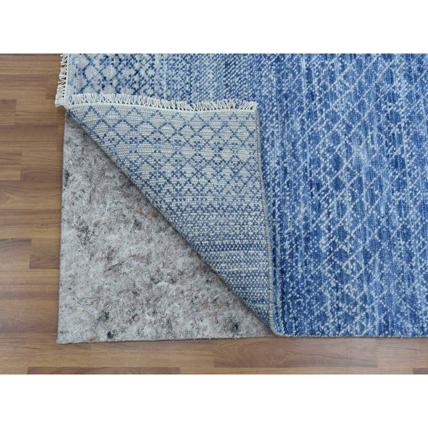 10'X14'1" Blue Modern Chiaroscuro Collection Pure Wool Hand Knotted Rug