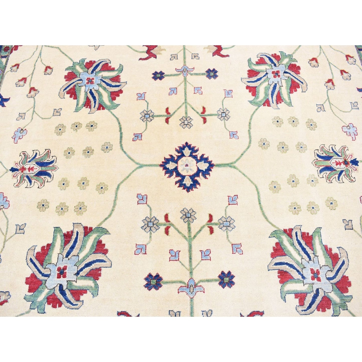 9'10"X14' Cream Color Hand Knotted Kazak Pure Wool Oriental Rug