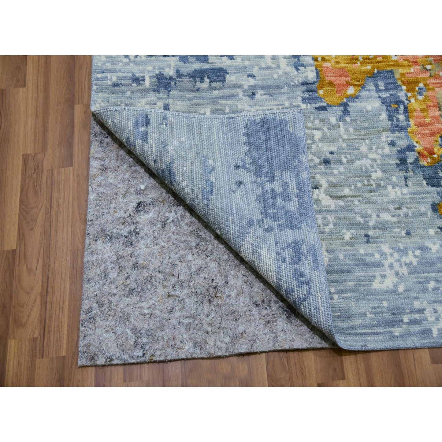 9'10"X13'8" Gray Colorful Modern Abstract 100% Wool Hand Knotted Rug
