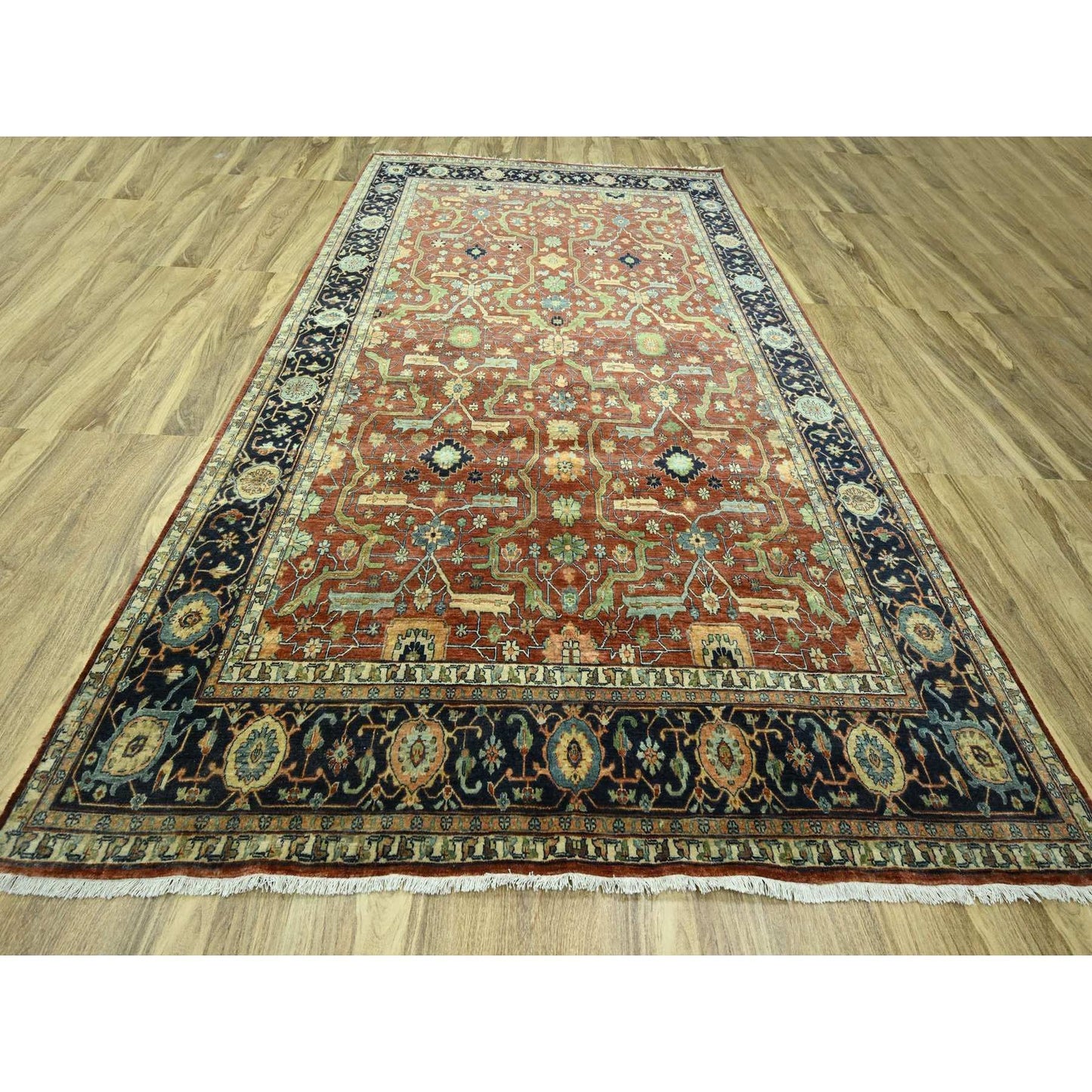 10'X13'10" Rust Red Heris All Over Design Hand Knotted 100% Wool Rug