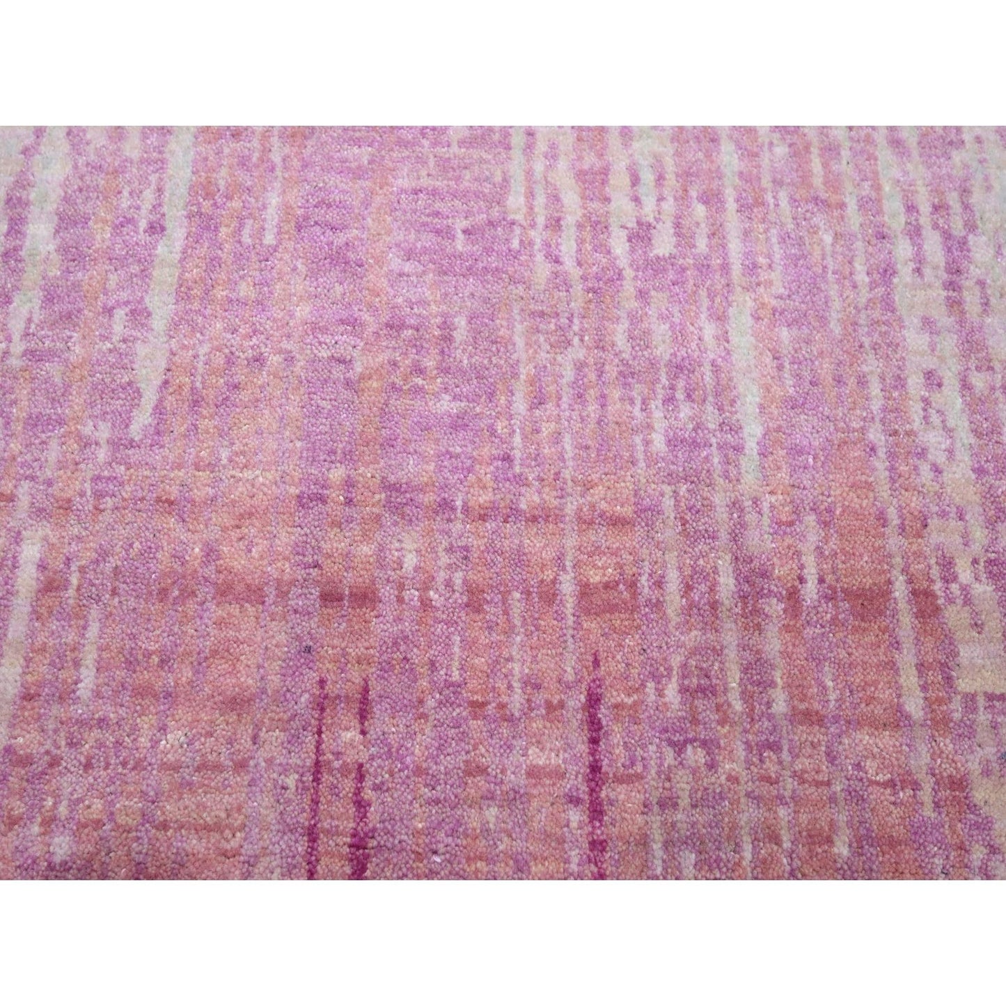 8'1"X10'4" Shades Of Pink Vertical Ombre Design Wool Hand Knotted Rug