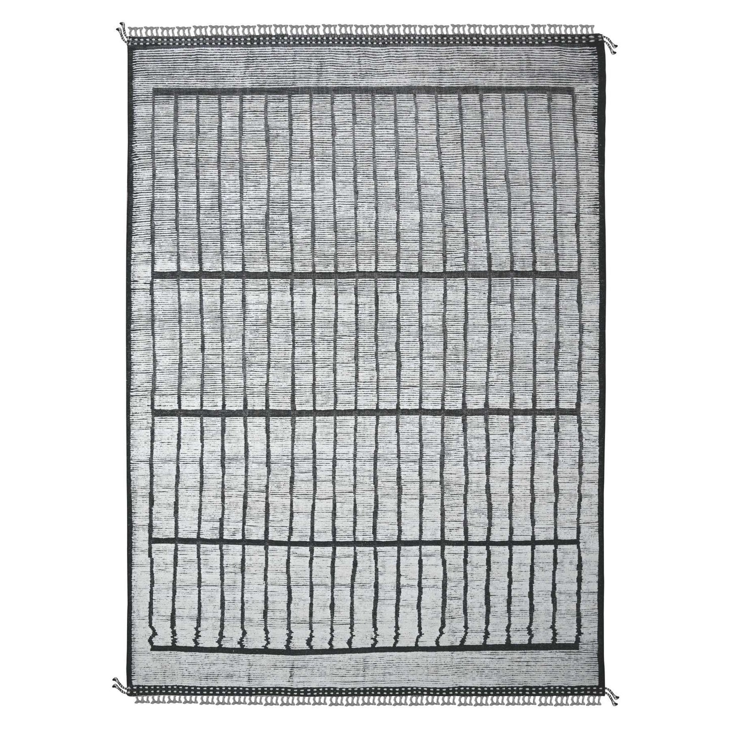 10'X14' Ivory Hand Knotted Moroccan Weave Segment Design Oriental Rug