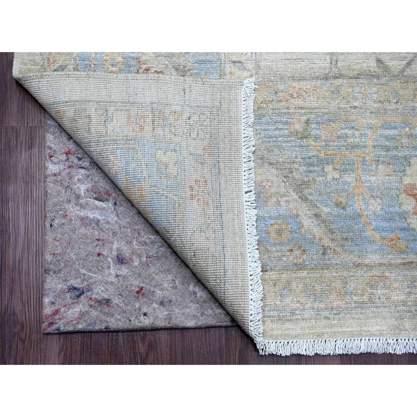 8'2"X10' White Afghan Peshawar Heris All Over Motif Hand Knotted Wool Rug