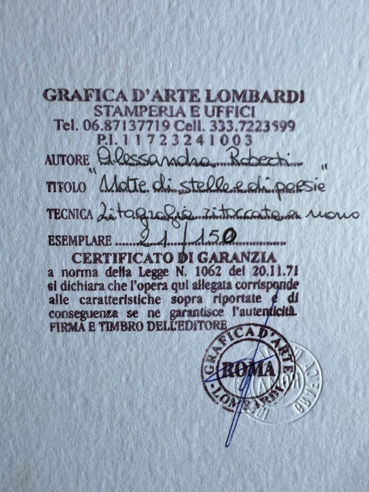 Alessandra Roberti Lithograph Technical Mixed