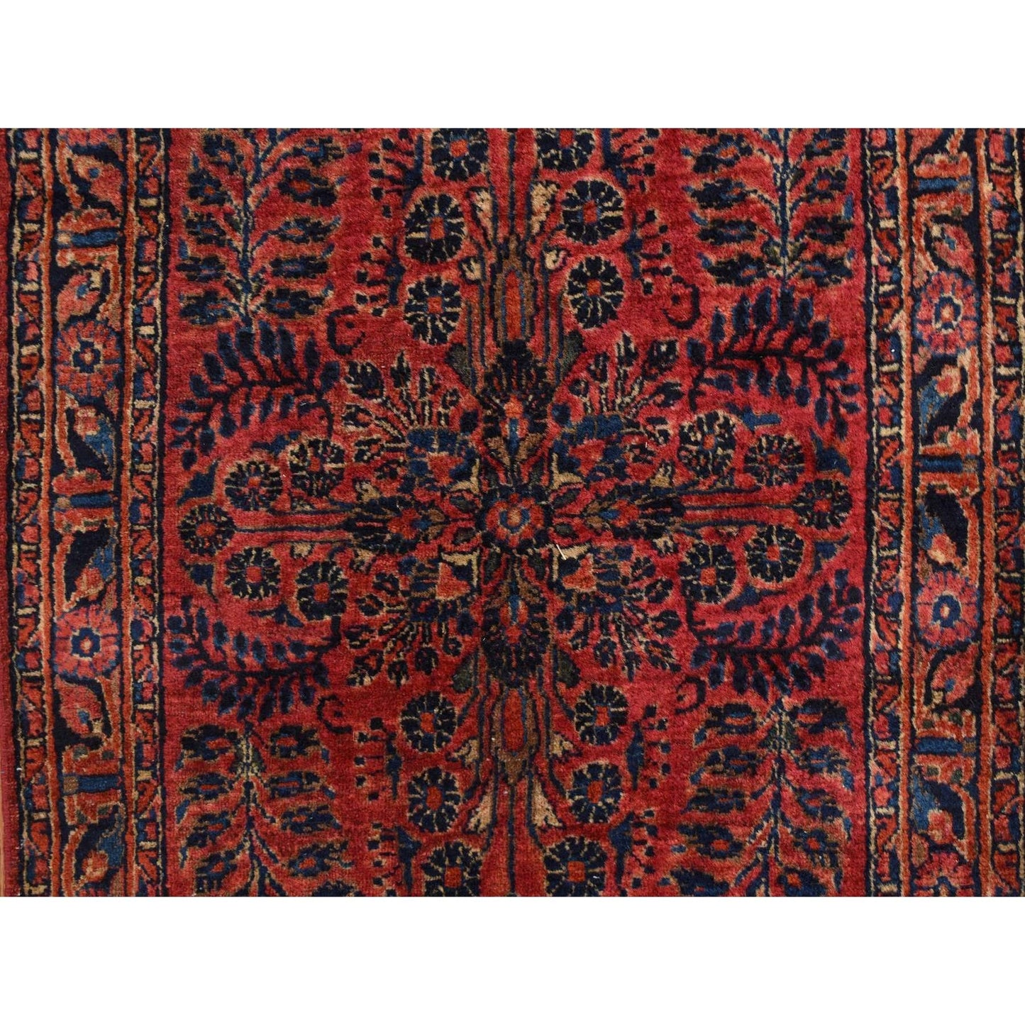 2'2"X13'1" Red Antique Zoroastrian Saroogh Hand Knotted Wool Runner Rug