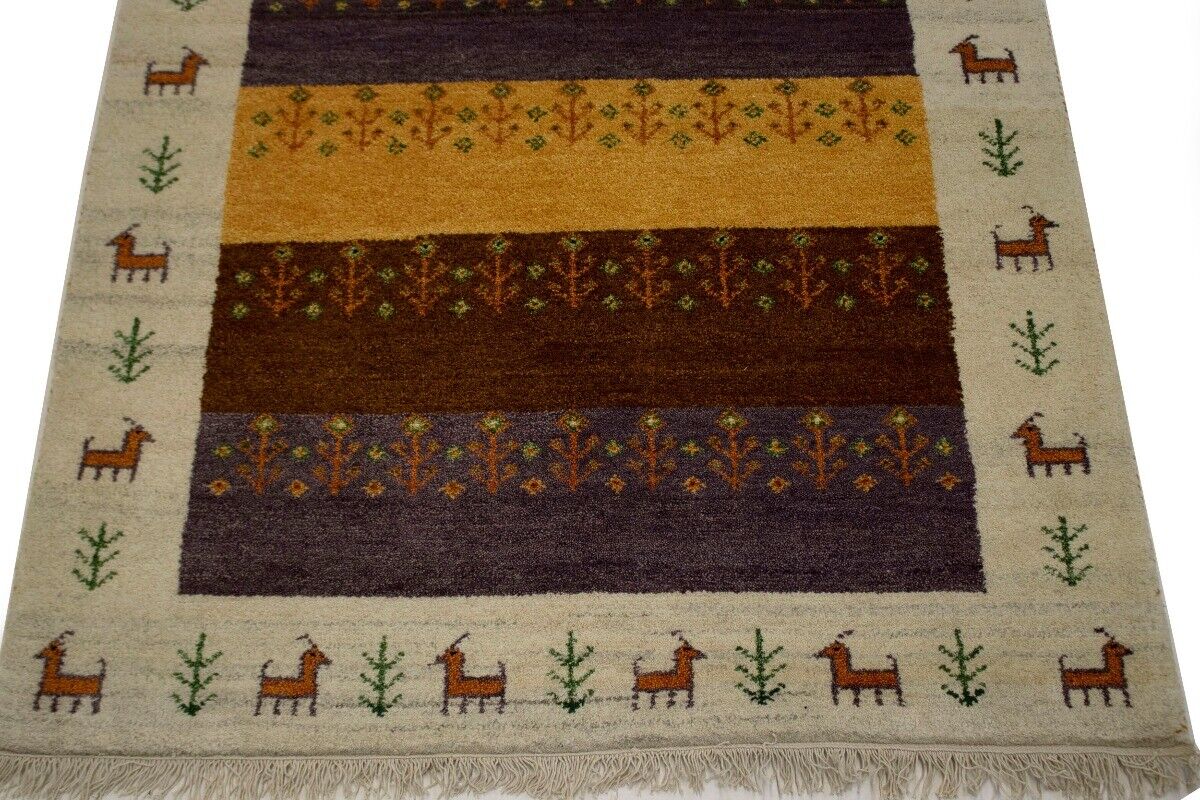Handmade Indo-Gabbeh Tribal Design Wool Oriental